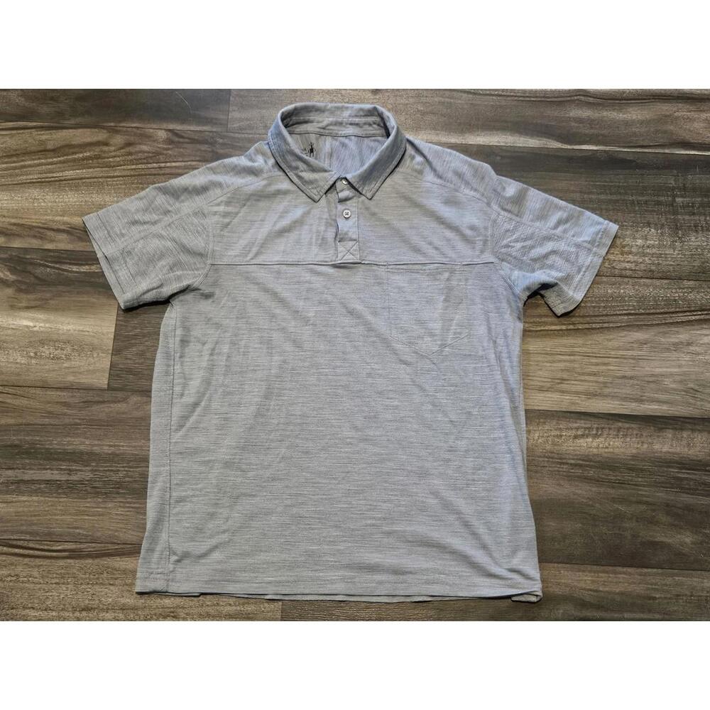 Smartwool Shirt Mens Medium Gray Merino Sport 150 Polo Casual Preppy